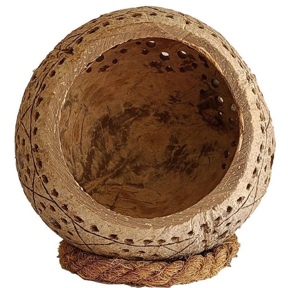 Coconut Shell Candle Holder & Rope Stand, natural handmade, eco friendly - Picture 6 of 9